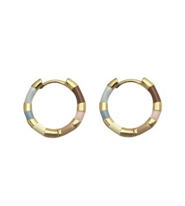 HELN124100285 春天系七彩琺瑯滴釉圓形幾何鍍14K簡約甜美耳扣耳飾新款飾品