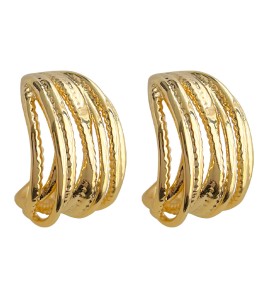 HELN124100308 銅光面電鍍14K線條幾何高級感簡約百搭耳環