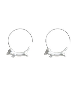 HELN124100310 小眾設計感啞光臘腸狗耳圈萌趣可愛時尚百搭耳環小眾飾品