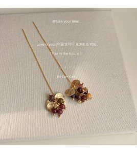 HELN124100317 [碩果累累]設計手工款耳線鍍14K耳飾復古宮廷氣質飾品女