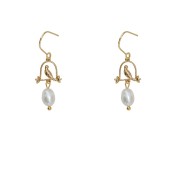 HELN124100323 籠中鳥~法式復古淡水珍珠小鳥耳環女宮廷風手作簡約氣質