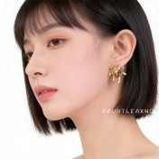 HELN124100324 美拉德風虎眼石煙花耳環輕奢風高級感復古法式手工小眾耳飾女