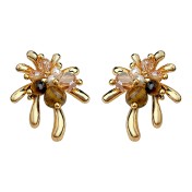 HELN124100324 美拉德風虎眼石煙花耳環輕奢風高級感復古法式手工小眾耳飾女