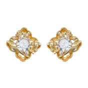 HELN124100332 桂花系列~鑲嵌鋯石時尚高級感小眾設計師925銀針桂花幾何耳釘耳飾