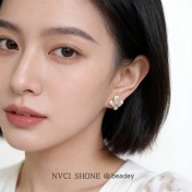 HELN124100333 鳶尾花微鑲鋯石925銀針鍍14K保色電鍍時尚高級感耳釘