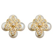 HELN124100333 鳶尾花微鑲鋯石925銀針鍍14K保色電鍍時尚高級感耳釘