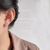 HELN124100334 迷你版鋯石~一箭穿心925銀針個性小巧耳釘 日常百搭 