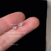 HELN124100334 迷你版鋯石~一箭穿心925銀針個性小巧耳釘 日常百搭 