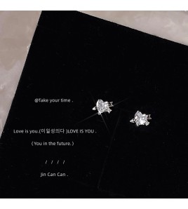 HELN124100334 迷你版鋯石~一箭穿心925銀針個性小巧耳釘 日常百搭 