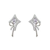 HELN124100335 設計芒星蝴蝶結微鑲鋯石925銀針時尚優雅甜美耳釘 耳飾女