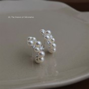 HELN124100339 超仙美輕奢風氣質優雅微鑲鋯石925銀針珍珠耳環 時尚通勤新款耳飾