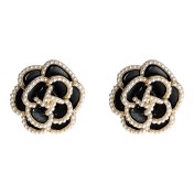 HELN124100340 山茶花高級感2023新款夸張925銀針鍍14K滴油花朵耳釘氣質耳飾耳環