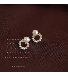 HELN124100341 微鑲鋯石迷你版簡約圓形幾何銀針鍍14K小耳釘氣質百搭清新耳飾女