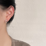 HELN124100341 微鑲鋯石迷你版簡約圓形幾何銀針鍍14K小耳釘氣質百搭清新耳飾女