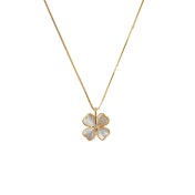 HELN124100343 玻璃貓眼石鍍14K鎖骨鏈氣質簡約高級感心形幸運項鏈飾品頸鏈女