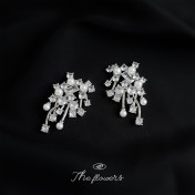 HELN124100345 高級感碎花微鑲鋯石925銀針設計時尚通勤輕奢風耳飾 耳環