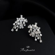 HELN124100345 高級感碎花微鑲鋯石925銀針設計時尚通勤輕奢風耳飾 耳環