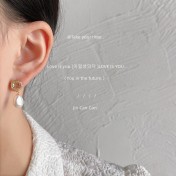 HELN124100354 巴洛克異形淡水珍珠~925銀針鍍14K手作設計感耳釘高級感耳飾 耳環