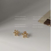 HELN124100356 銀針鍍14K不規則簡約小巧耳釘 時尚設計感迷你睡覺不用摘耳飾