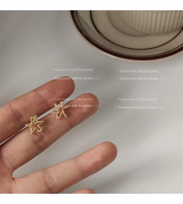 HELN124100356 銀針鍍14K不規則簡約小巧耳釘 時尚設計感迷你睡覺不用摘耳飾