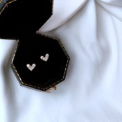 HELN124100358 925銀針鍍14K真金迷你款鋯石微鑲小愛心耳釘睡覺不用摘直播款