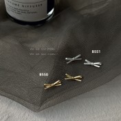 HELN124100360 925銀針韓版韓國小巧蝴蝶結鍍霧金色啞光迷你耳釘女簡約