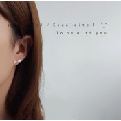 HELN124100360 925銀針韓版韓國小巧蝴蝶結鍍霧金色啞光迷你耳釘女簡約