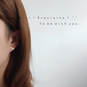 HELN124100360 925銀針韓版韓國小巧蝴蝶結鍍霧金色啞光迷你耳釘女簡約