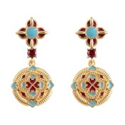 HELN124100361 設計國潮民族風925銀針琺瑯滴釉彩繪文藝復古高級感耳飾 耳環