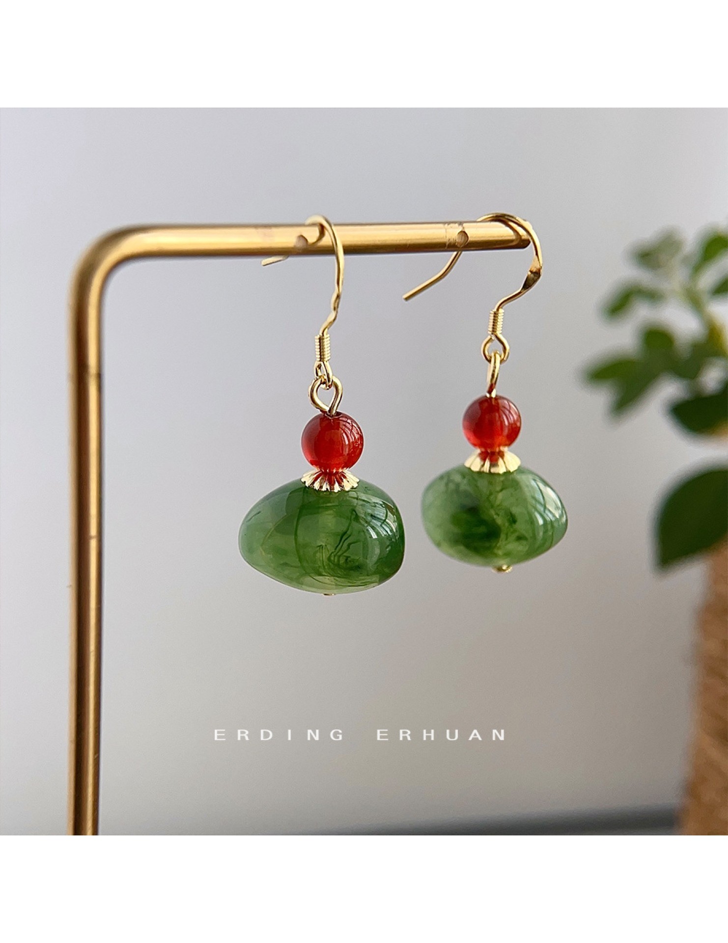 HELN124100363 森系潮仙~暈染色綠野仙蹤！手作設計感樹脂新款耳環