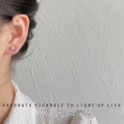 HELN124100364 迷你版~925銀針鍍14K珍珠球耳釘 個性小眾設計簡約百搭耳飾