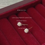 HELN124100364 迷你版~925銀針鍍14K珍珠球耳釘 個性小眾設計簡約百搭耳飾