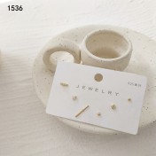 HELN124100365 925銀針鍍14K真金微鑲鋯石迷你品質款六件套簡約百搭小巧耳釘