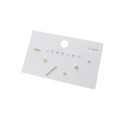 HELN124100365 925銀針鍍14K真金微鑲鋯石迷你品質款六件套簡約百搭小巧耳釘