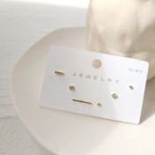 HELN124100365 925銀針鍍14K真金微鑲鋯石迷你品質款六件套簡約百搭小巧耳釘