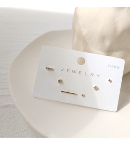 HELN124100365 925銀針鍍14K真金微鑲鋯石迷你品質款六件套簡約百搭小巧耳釘