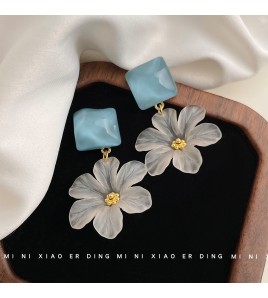 HELN124100366 夏日新款女神氣質優雅清新甜美花朵夸張耳環設計手工