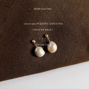 HELN124100368 異形巴洛克淡水珍珠手作設計感925銀針鍍14K耳釘復古耳飾耳環女