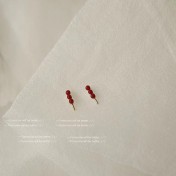 HELN124100369 迷你版糖葫蘆小耳釘女925銀針紅色簡約版電鍍14K耳環