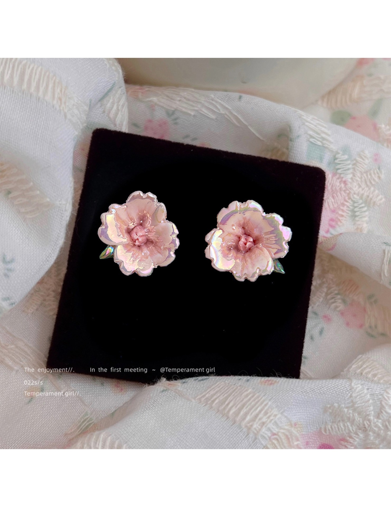 HELN124100370 陶瓷森系花朵耳釘清新甜美超仙新款氣質通勤