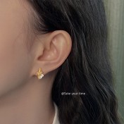 HELN124100371 海洋系設計師款925銀針微鑲鋯石鍍14K海螺耳釘夏日新款