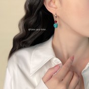 HELN124100374 文藝復古民族風合成綠松石紅瑪瑙景區度假風耳環新款手工