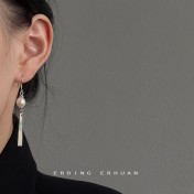 HELN124100375 新中式鮑魚貝手作設計感925銀針耳飾新款貝殼耳環2024年文藝飾品