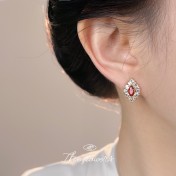 HELN124100379 時尚高級感輕奢風幾何復古新款925銀針鋯石耳釘 耳飾