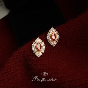 HELN124100379 時尚高級感輕奢風幾何復古新款925銀針鋯石耳釘 耳飾