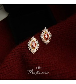 HELN124100379 時尚高級感輕奢風幾何復古新款925銀針鋯石耳釘 耳飾