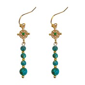 HELN124100381 復古新中式長款合成松石石手工流蘇耳環氣質新款飾品