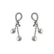 HELN124100382 微鑲鋯石輕奢風簡約日常通勤款個性設計繩結耳飾氣質時尚耳環