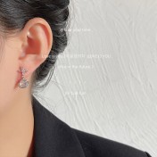 HELN124100384 微鑲鋯石實物超閃~個性星球甜酷風925銀針耳釘 耳環女