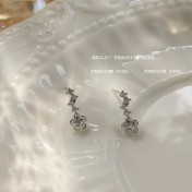 HELN124100386 迷你鋯石小花耳釘女925銀針銀色日韓日常款出勤耳飾潮耳環飾品